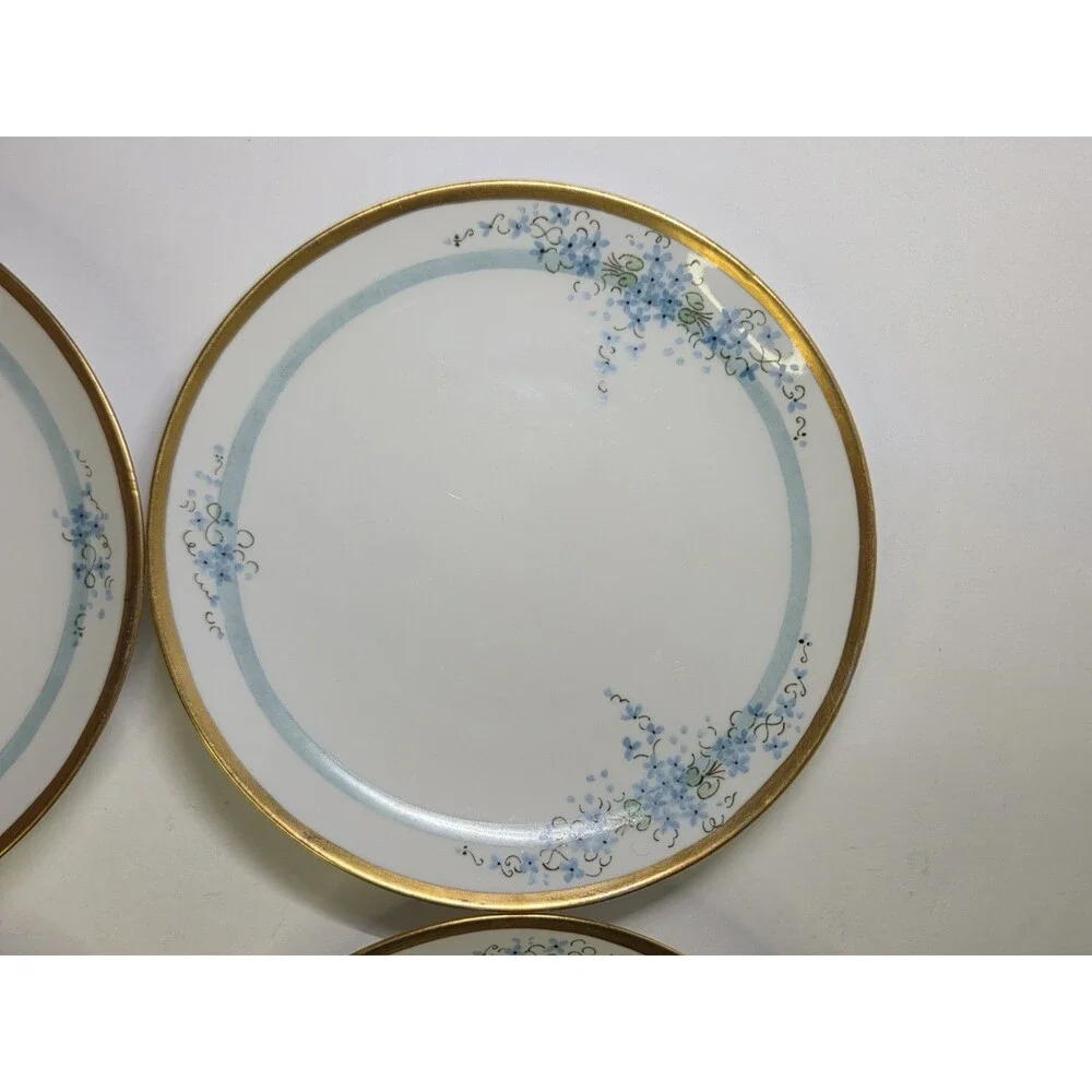 Set Of 4 Antique KPM Salad Plates Hand Painted 8